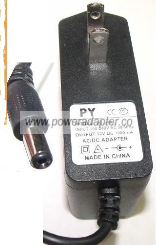 FINECOM PY-398 AC DC ADAPTER 12V DC 1000mA 2.5 x 5.5 x 11.6mm - Click Image to Close